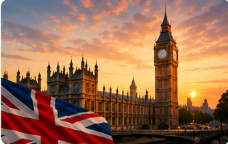 Londres y el Parlamento británico al atardecer